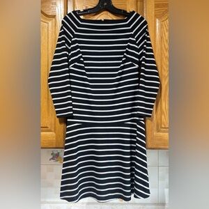 Lauren Ralph Lauren Black and White Stripes Midi Dress Size 8